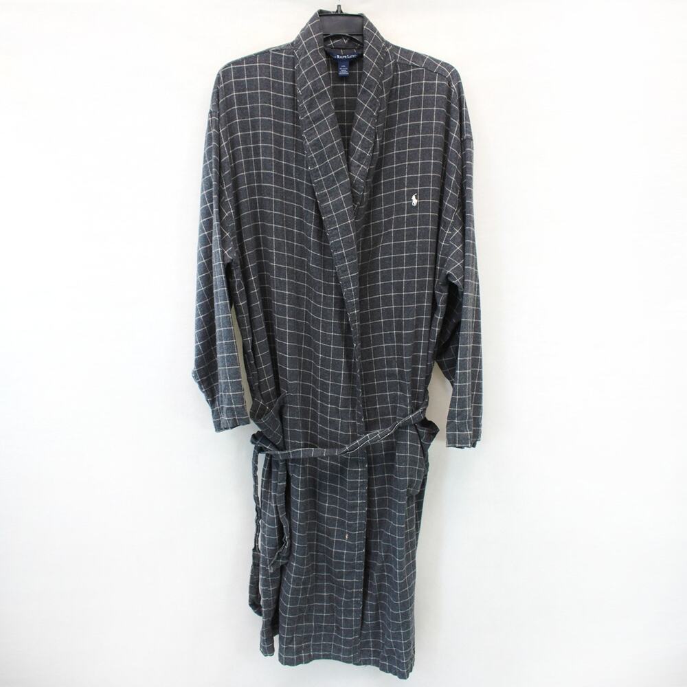 Lauren Polo Ralph Lauren Men's 100% Cotton Plaid Belt Cardigan Robe Pockets L/XL